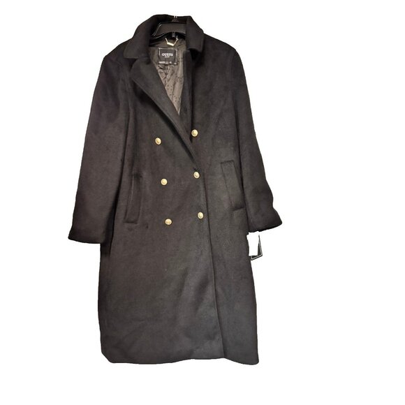 GUESS double breasted notched collar women's long coat - BLACK - Plus Size XXL - Picture 6 of 14